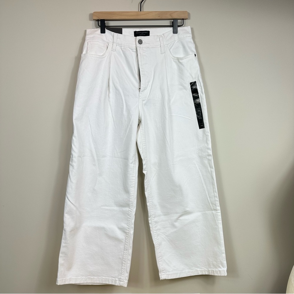Banana Republic Factory High Rise Wide Leg Crop White NWT Sz 29